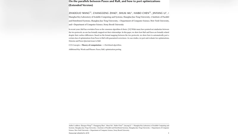 On the parallels between Paxos and Raft, and how to port optimizations