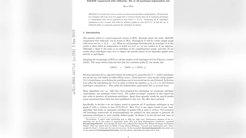 ALLSAT compressed with wildcards: All, or all maximum independent sets