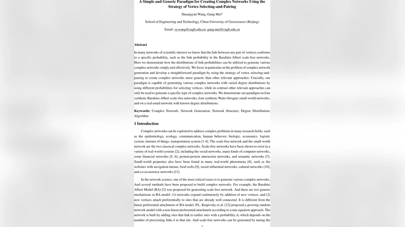 A Simple and Generic Paradigm for Creating Complex Networks Using the   Strategy of Vertex Selecting-and-Pairing