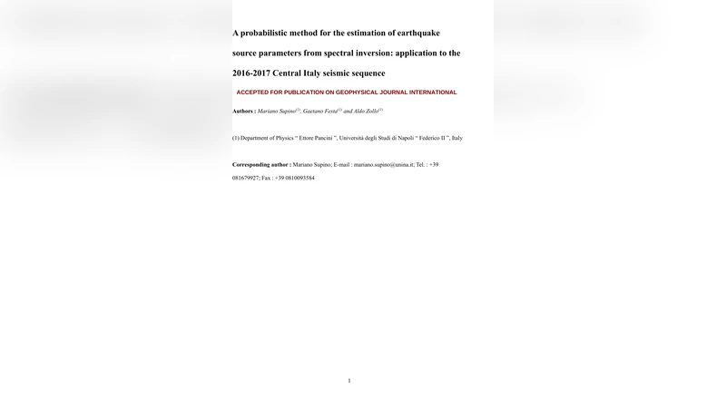 A probabilistic method for the estimation of earthquake source   parameters from spectral inversion : application to the 2016-2017 Central   Italy seismic sequence