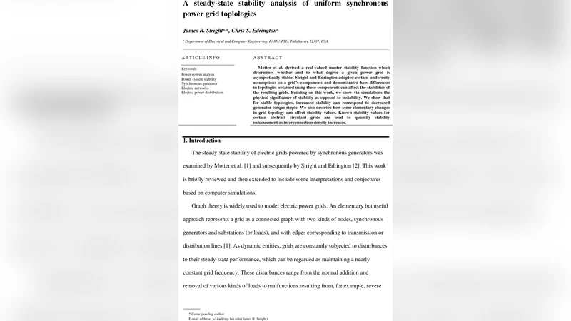 A steady-state stability analysis of uniform synchronous power grid   topologies