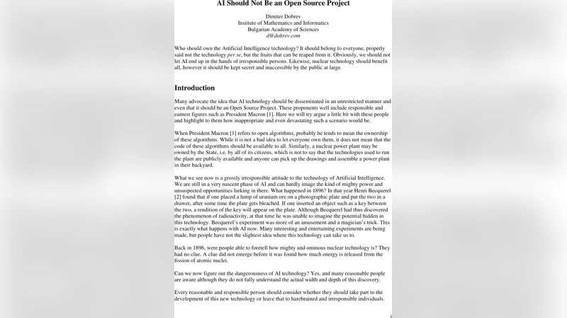 AI Should Not Be an Open Source Project