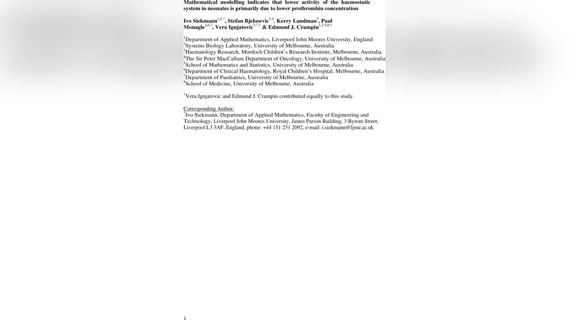 Mathematical modelling indicates that lower activity of the haemostatic   system in neonates is primarily due to lower prothrombin concentration