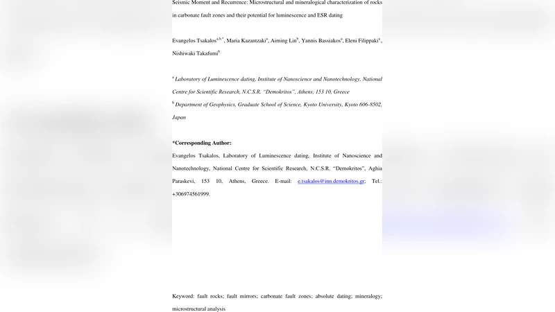 Seismic Moment and Recurrence: Microstructural and mineralogical   characterization of rocks in carbonate fault zones and their potential for   luminescence and ESR dating