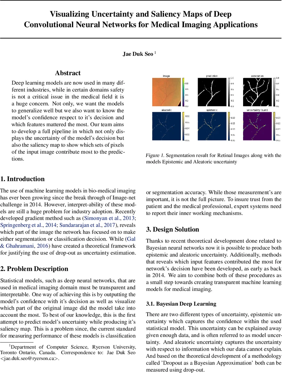Visualizing Uncertainty and Saliency Maps of Deep Convolutional Neural   Networks for Medical Imaging Applications