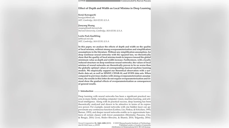 Effect of Depth and Width on Local Minima in Deep Learning