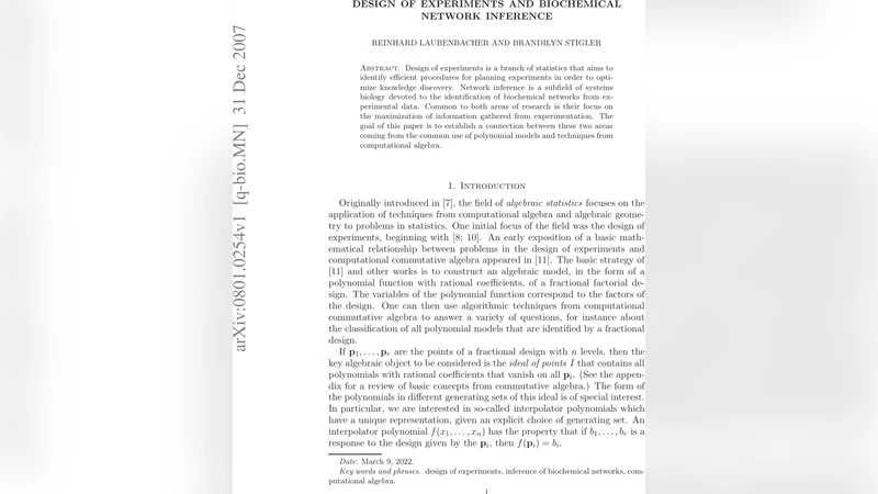 Design of experiments and biochemical network inference