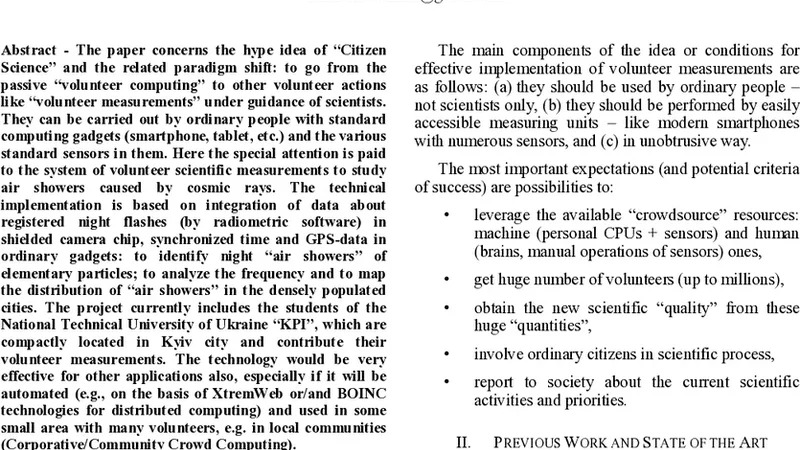 Synergy of Volunteer Measurements and Volunteer Computing for Effective   Data Collecting, Processing, Simulating and Analyzing on a Worldwide Scale