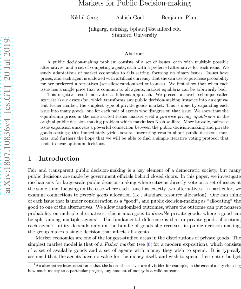 Markets for Public Decision-making