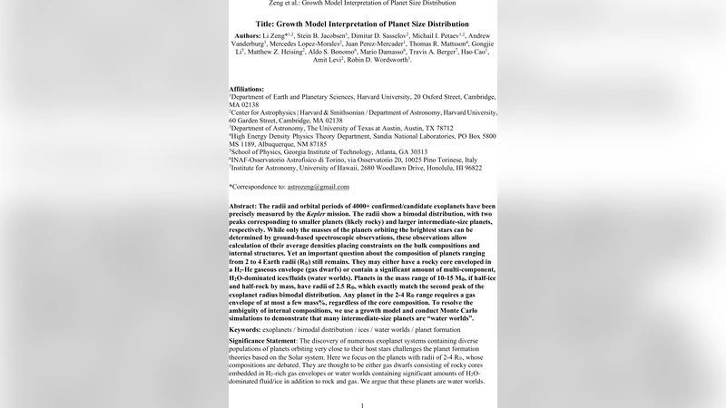 Growth Model Interpretation of Planet Size Distribution