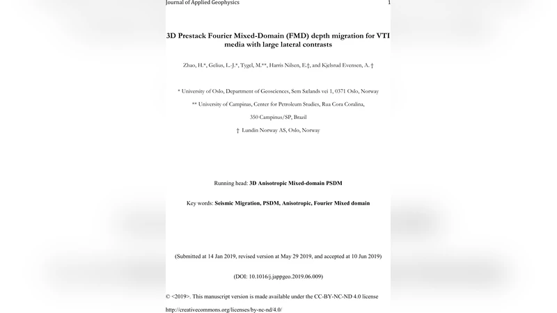 3D Prestack Fourier Mixed-Domain (FMD) depth migration for VTI media   with large lateral contrasts