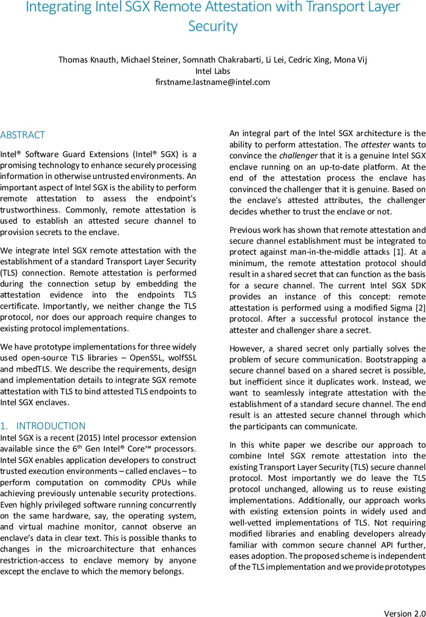 Integrating Remote Attestation with Transport Layer Security