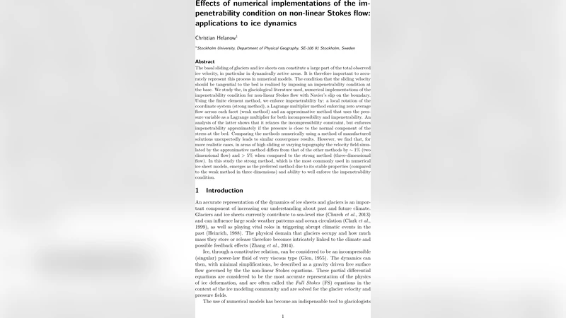 Effects of numerical implementations of the impenetrability condition on   non-linear Stokes flow: applications to ice dynamics