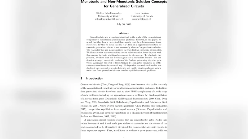 Monotonic and Non-Monotonic Solution Concepts for Generalized Circuits