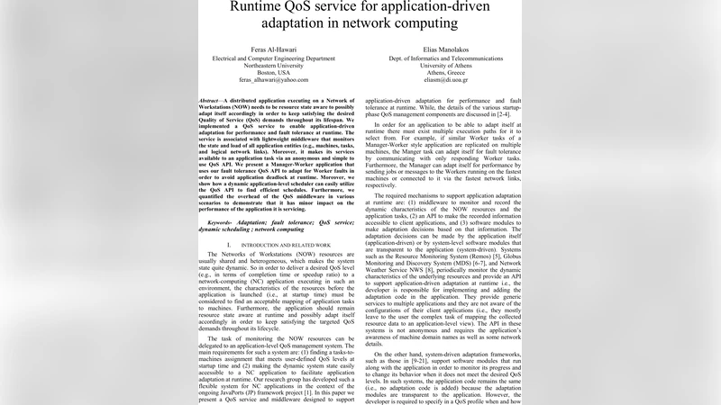 Runtime QoS service for application-driven adaptation in network   computing