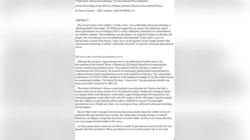 "Sufficiently Advanced Technology" for Gravitational Wave Detection