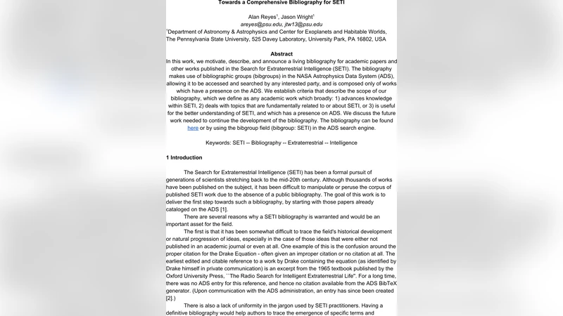 Towards a Comprehensive Bibliography for SETI