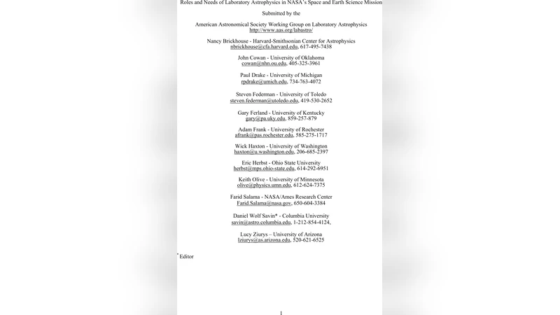 Roles and Needs of Laboratory Astrophysics in NASAs Space and Earth   Science Mission