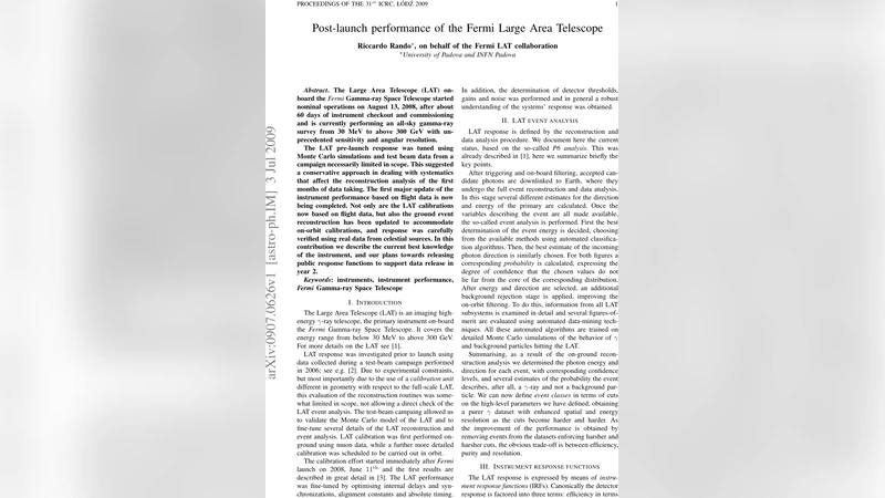 Post-launch performance of the Fermi Large Area Telescope