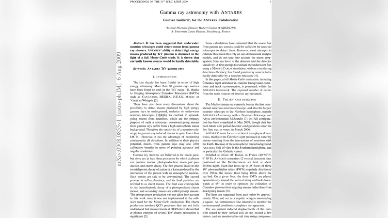 Gamma ray astronomy with Antares