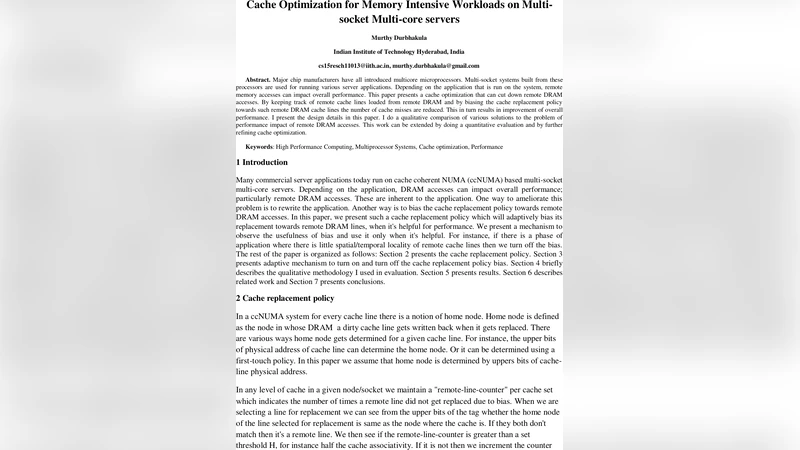 Cache Optimization for Memory Intensive Workloads on Multi-socket   Multi-core servers