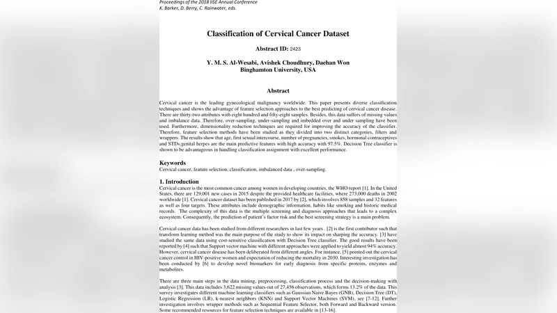Classification of Cervical Cancer Dataset
