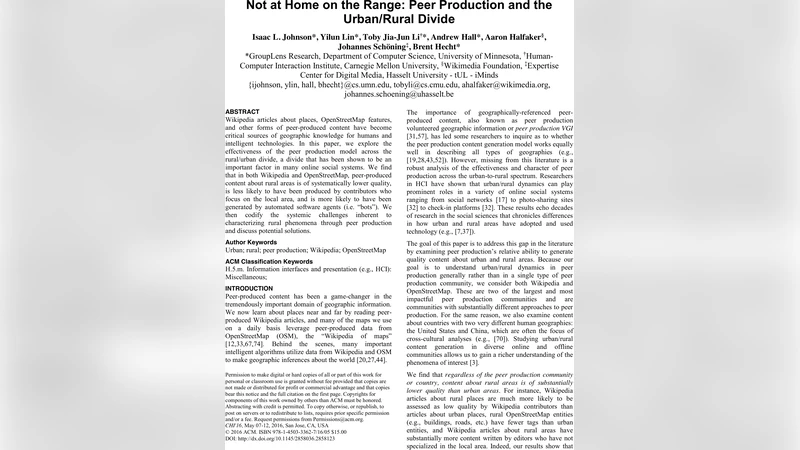 Not at Home on the Range: Peer Production and the Urban/Rural Divide