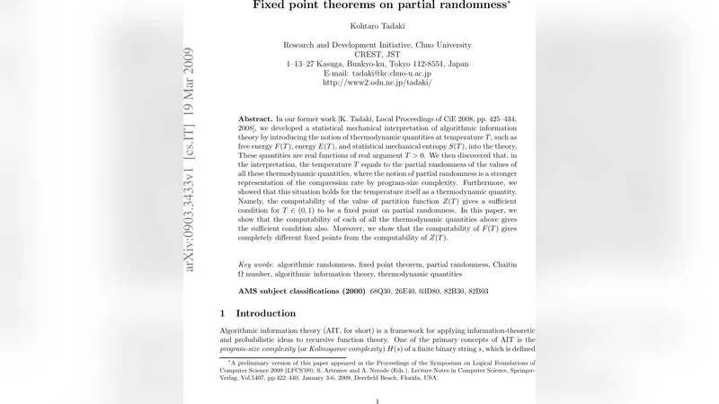 Fixed point theorems on partial randomness