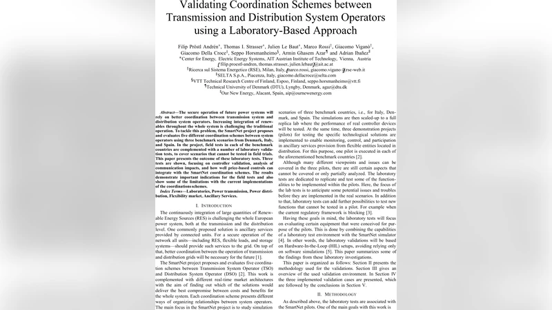 Validating Coordination Schemes between Transmission and Distribution   System Operators using a Laboratory-Based Approach