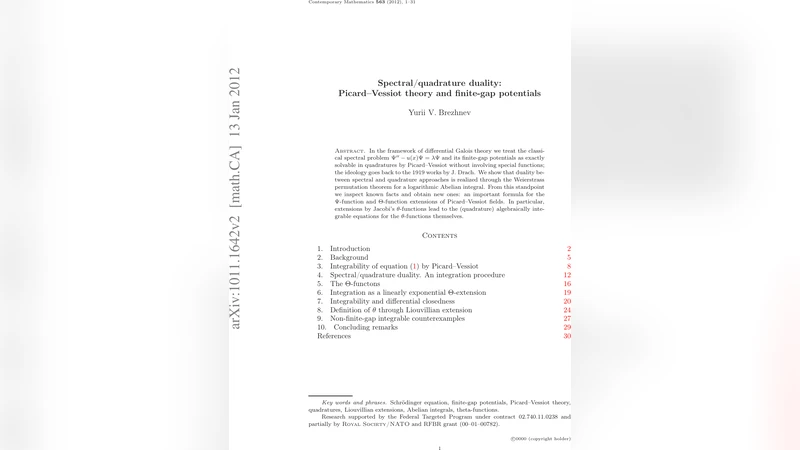 Spectral/quadrature duality: Picard-Vessiot theory and finite-gap   potentials