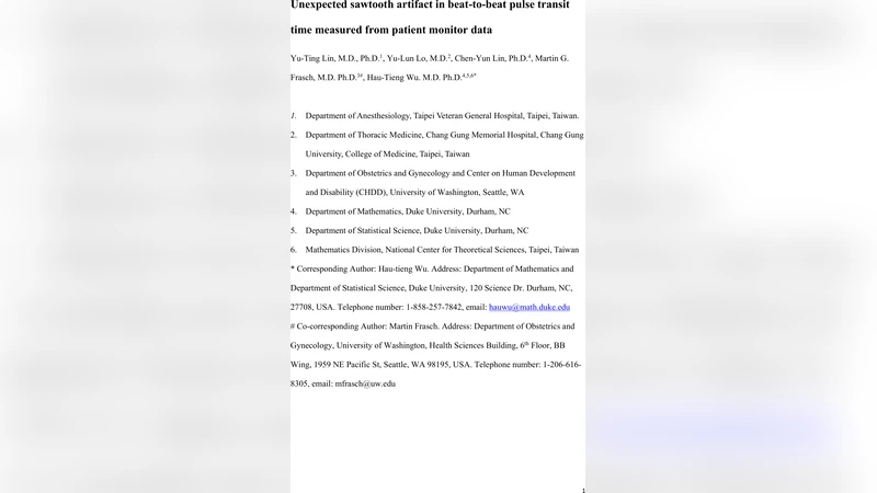 Unexpected sawtooth artifact in beat-to-beat pulse transit time measured   from patient monitor data