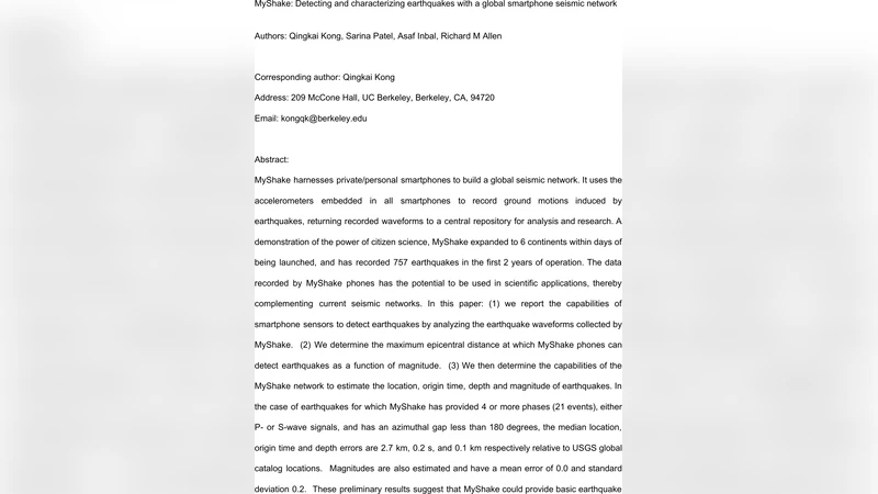 MyShake: Detecting and characterizing earthquakes with a global   smartphone seismic network
