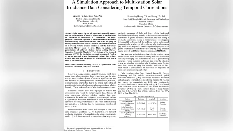 A Simulation Approach to Multi-station Solar Irradiance Data Considering   Temporal Correlations