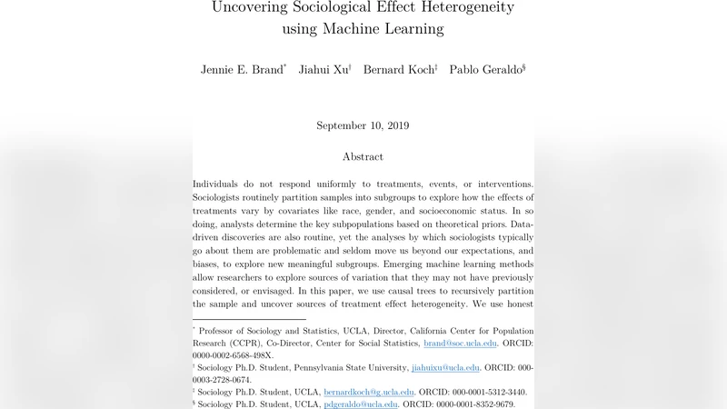 Uncovering Sociological Effect Heterogeneity using Machine Learning