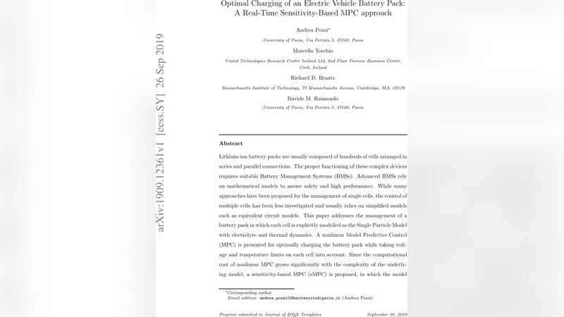 Optimal Charging of an Electric Vehicle Battery Pack: A Real-Time   Sensitivity-Based MPC approach