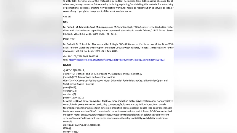 DC-AC Converter-Fed Induction Motor Drive With Fault-Tolerant Capability   Under Open- and Short-Circuit Switch Failures