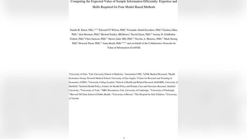 Computing the Expected Value of Sample Information Efficiently:   Expertise and Skills Required for Four Model-Based Methods
