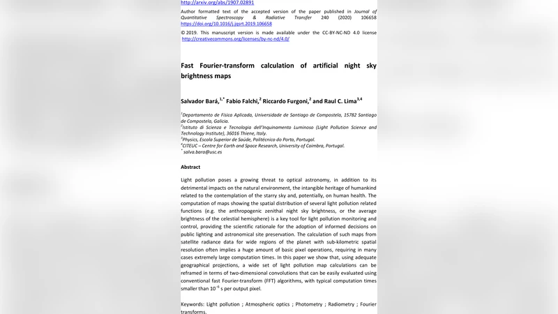 Fast Fourier-transform calculation of artificial night sky brightness   maps