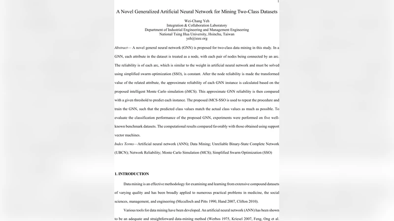 A Novel Generalized Artificial Neural Network for Mining Two-Class   Datasets