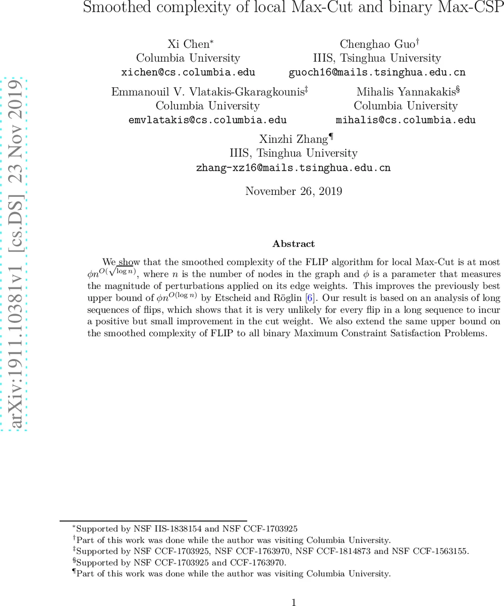 Smoothed complexity of local Max-Cut and binary Max-CSP