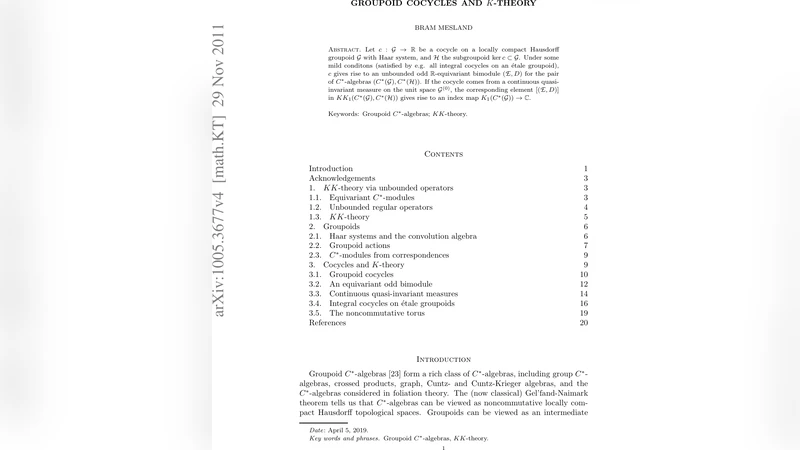 Groupoid cocycles and K-theory