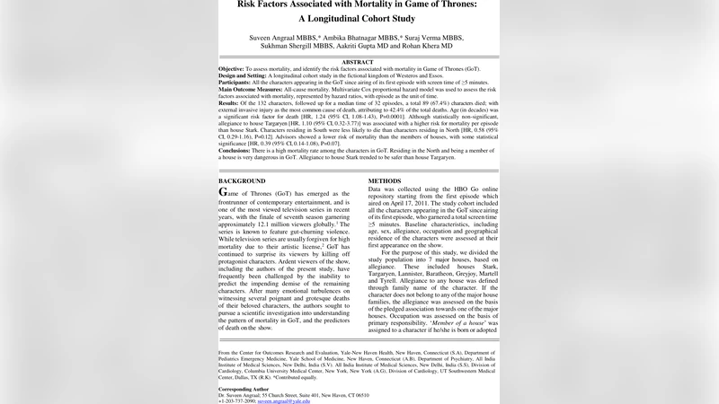 Risk Factors Associated with Mortality in Game of Thrones: A   Longitudinal Cohort Study