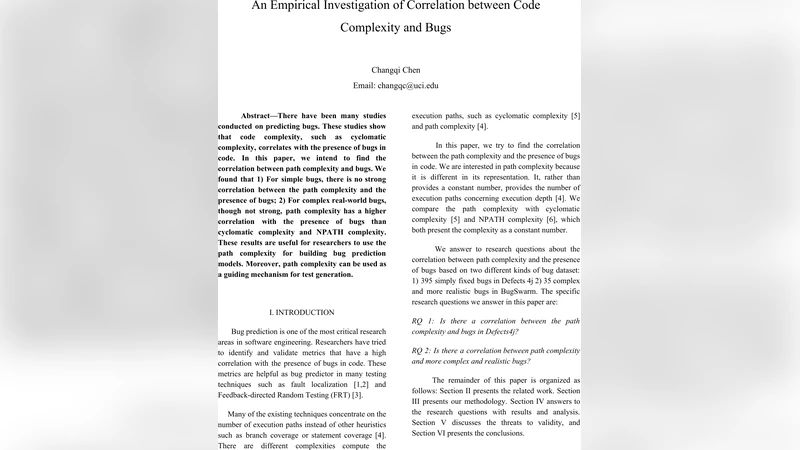 An Empirical Investigation of Correlation between Code Complexity and   Bugs