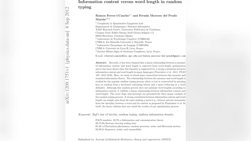 Information content versus word length in random typing