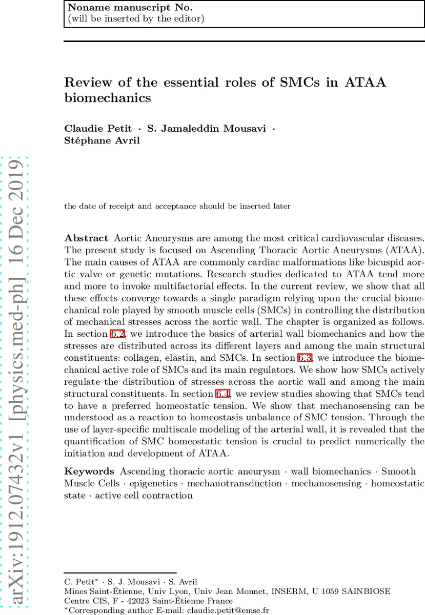 Review of the Essential Roles of SMCs in ATAA Biomechanics