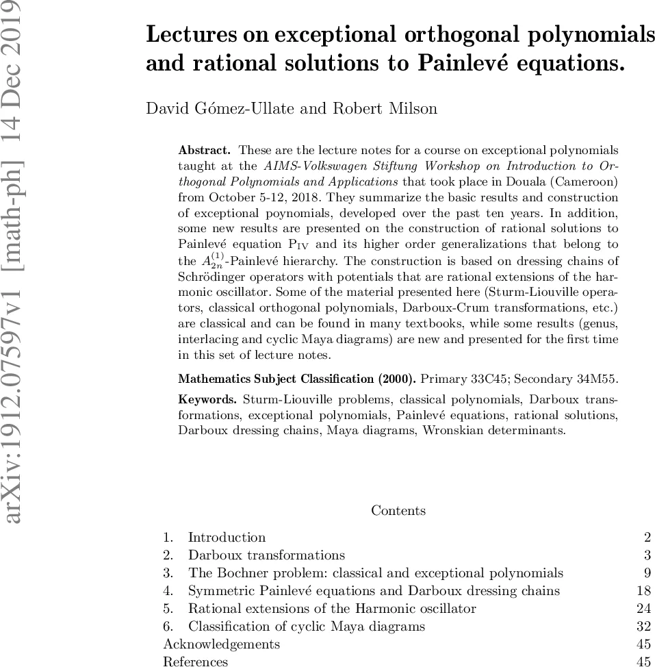 Lectures on exceptional orthogonal polynomials and rational solutions to   Painleve equations