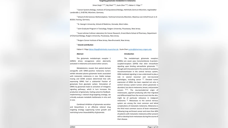 Targeting glutamate metabolism in melanoma