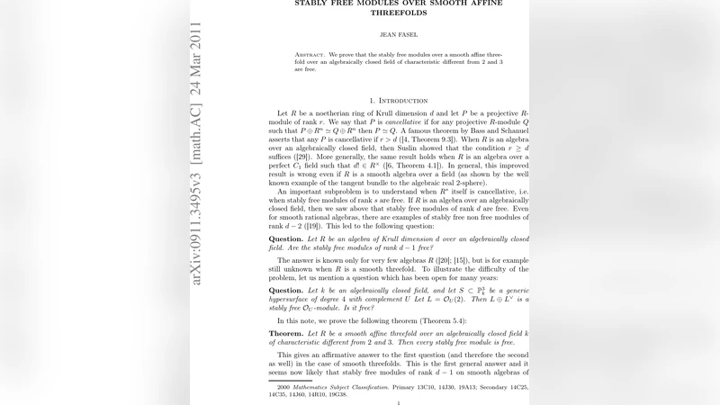 Stably free modules over smooth affine threefolds