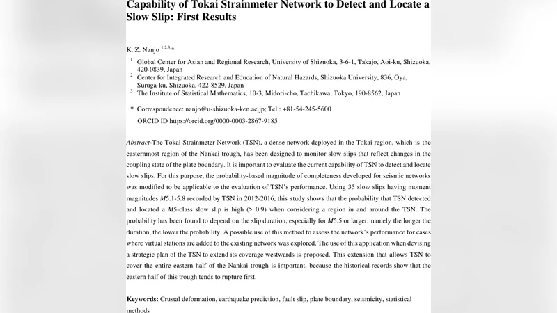 Capability of Tokai Strainmeter Network to Detect and Locate a Slow   Slip: First Results