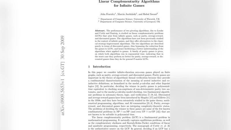 Linear Complementarity Algorithms for Infinite Games